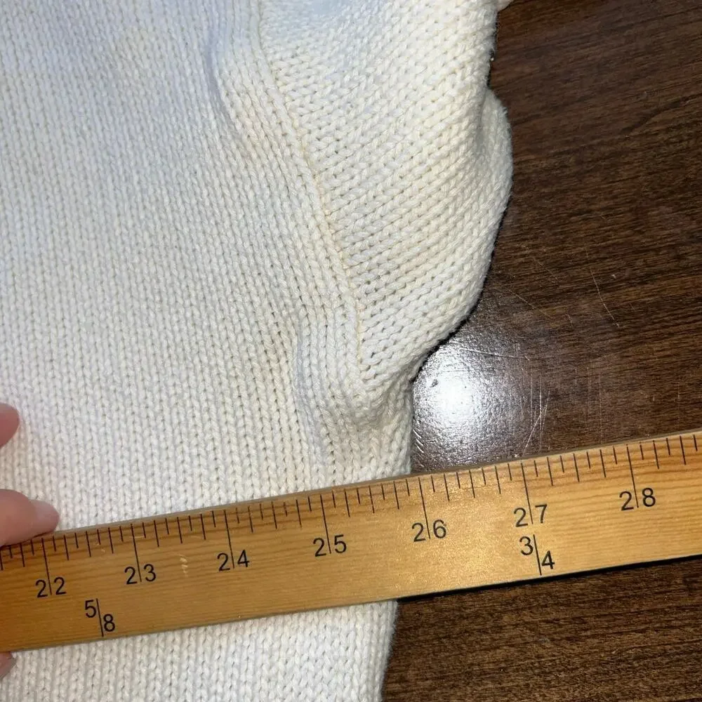 Vtg Izod Sweater Pull Over Embroidered Golf Clubs 100% Cotton Knit Cream Large